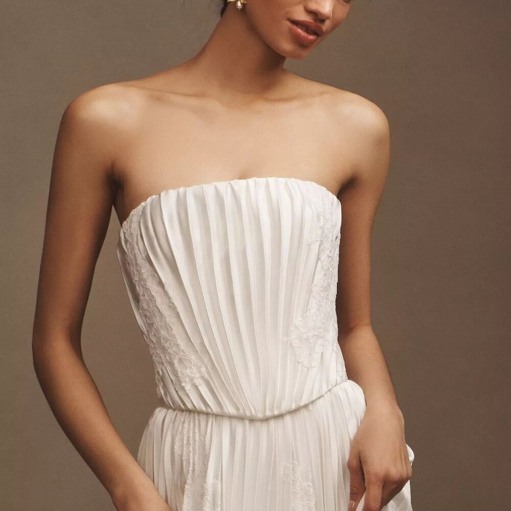 Watters Loen Plissé Charmeuse Satin A-Line Wedding Gown Size 4 - Picture 5 of 5